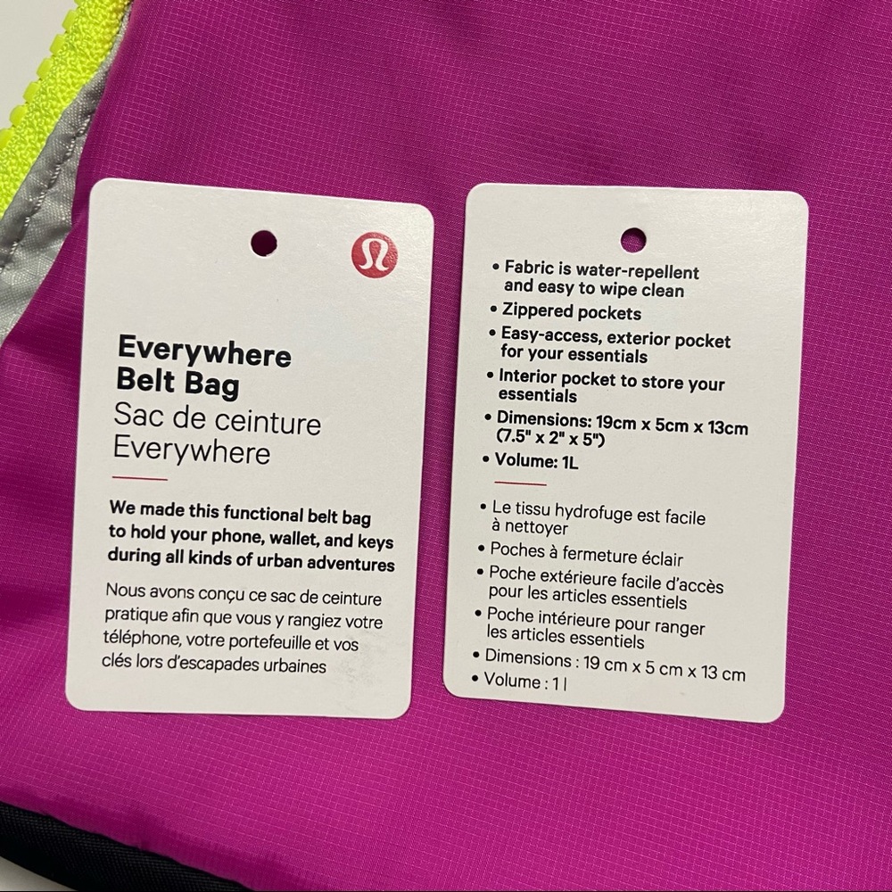 lululemon athletica Pink and Black Crossbody Belt Bag with Neon Trim - Picture 8 of 9